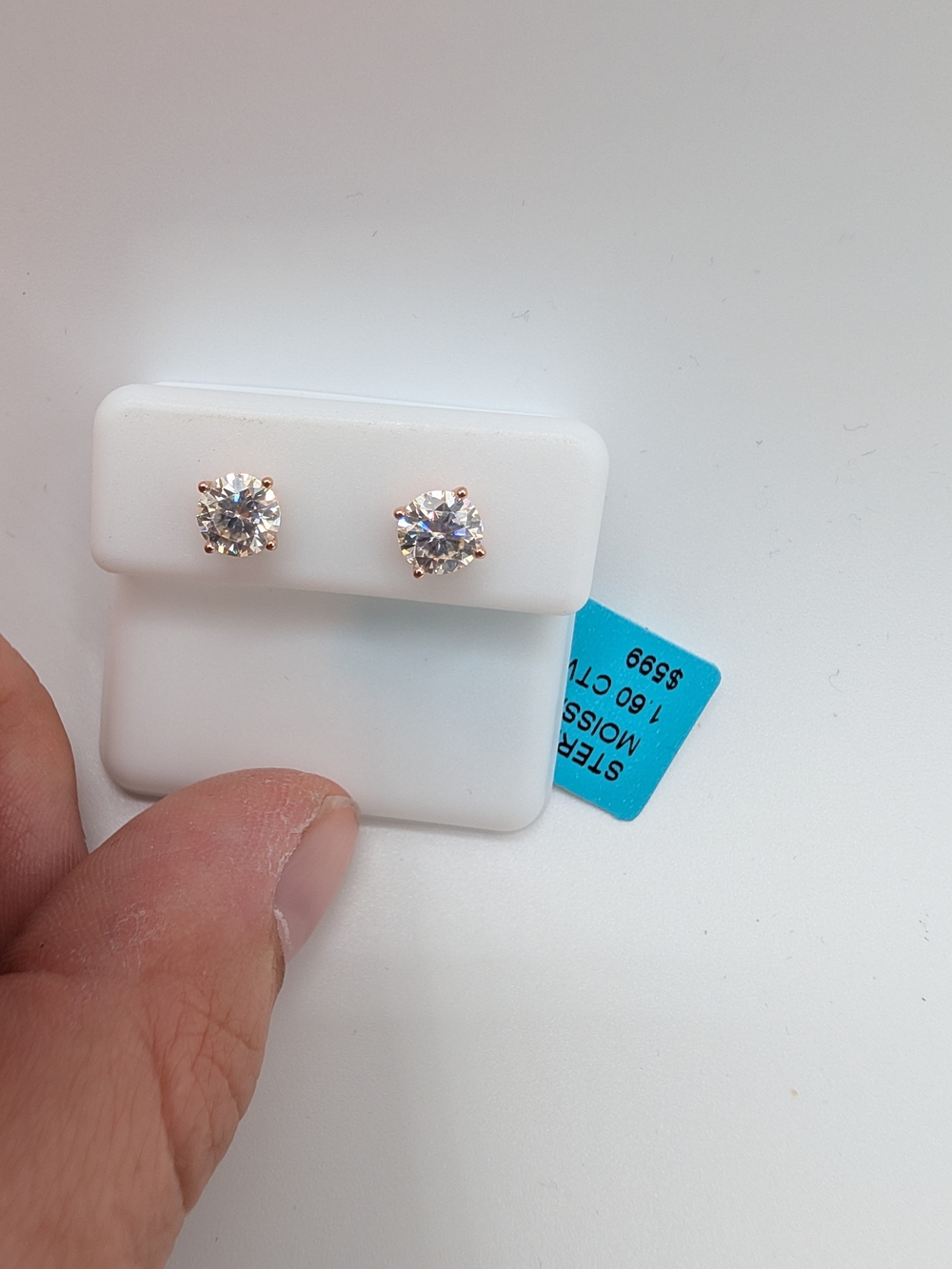 1.60 CTW D Color VVS Moissanite Stud Earrings 925 Silver Rose Gold Over